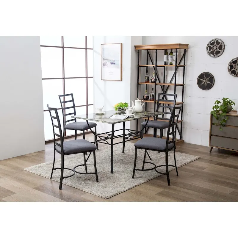 Bastian Faux Marble and Metal Dining Room Table