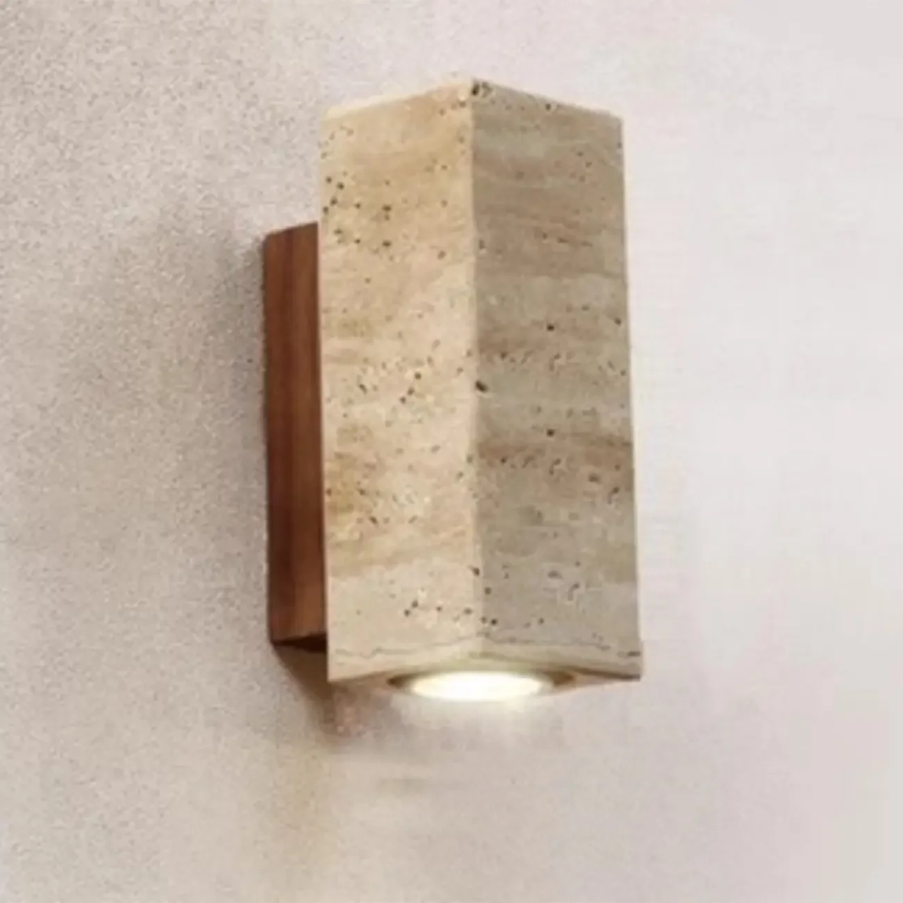Minimalist Beige Stone Geometric Adjustable Wall Sconce