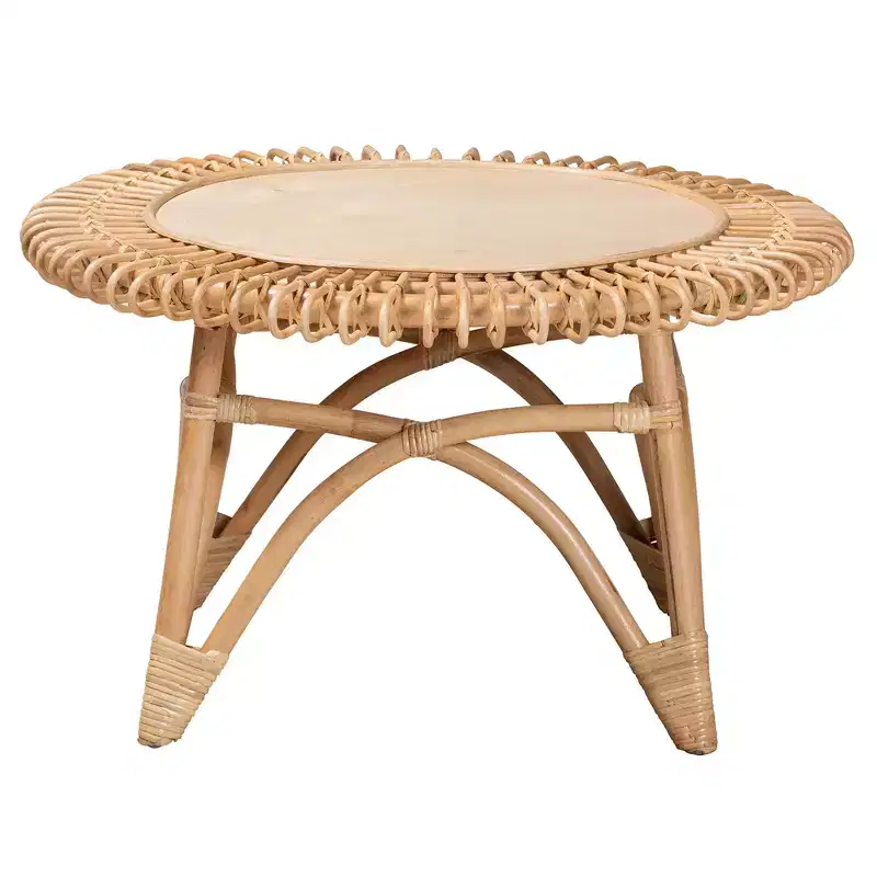 Modern Bohemian Natural Rattan Coffee Table