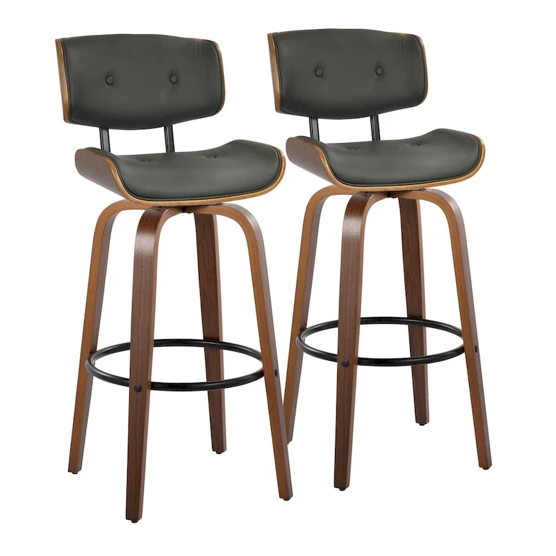 Carson Carrington Leksand 30 Fixed-Height Bar Stool with Bent Wood Legs (Set of 2)