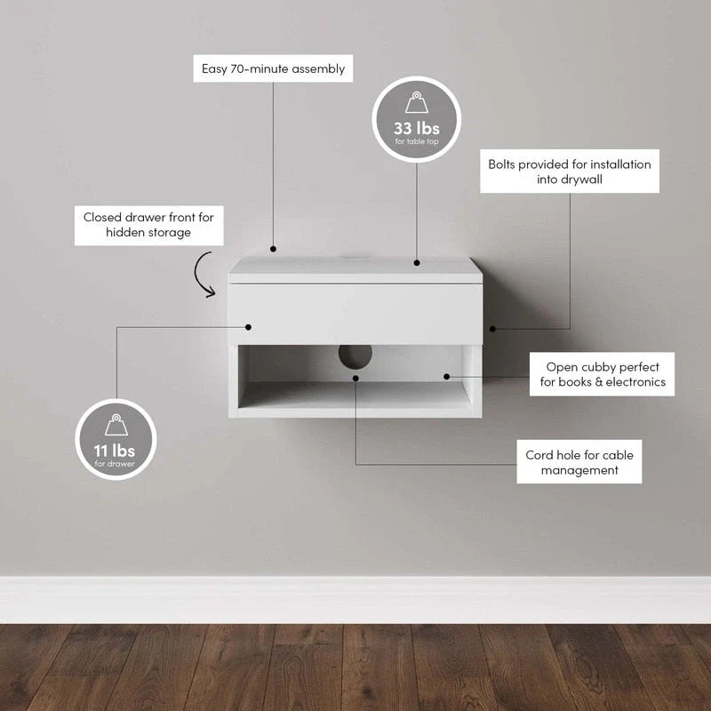 Modern Floating Bedside Nightstand