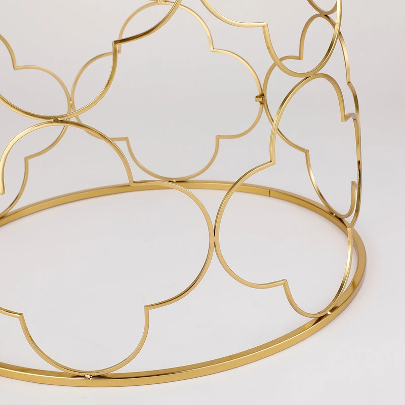 Coffee Table Set of 2 with Glass Top and Metal Wire, Round Side End Table