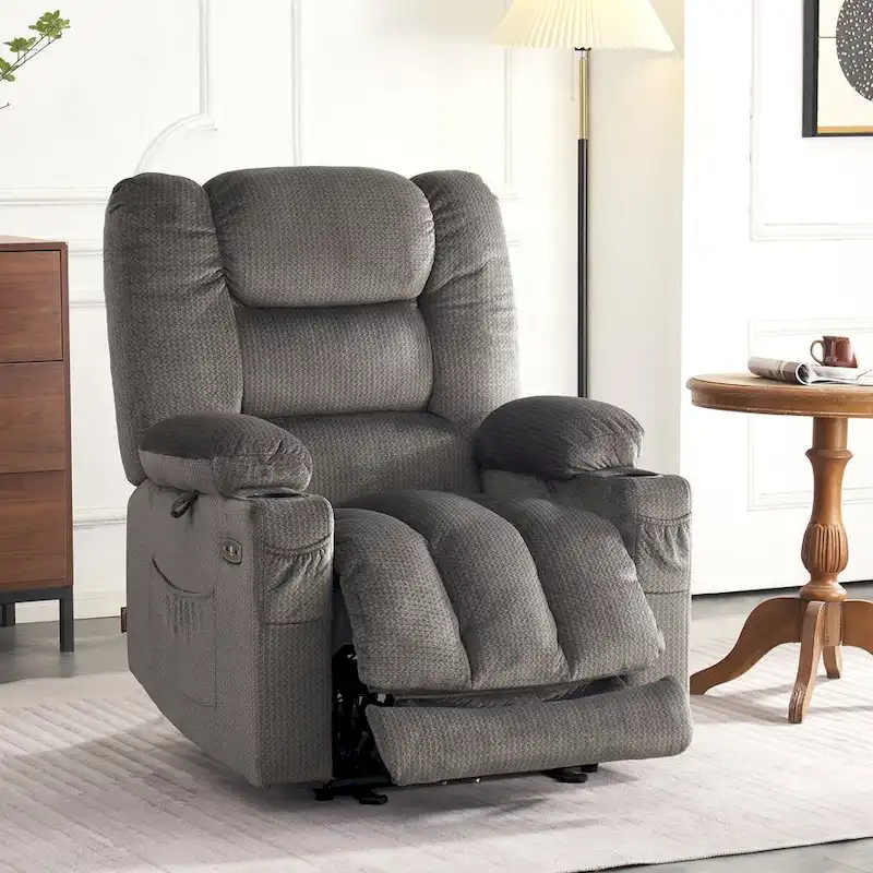 MCombo Electric Power Recliner Chair with Heat and Massage, Fabric 6079/PR670