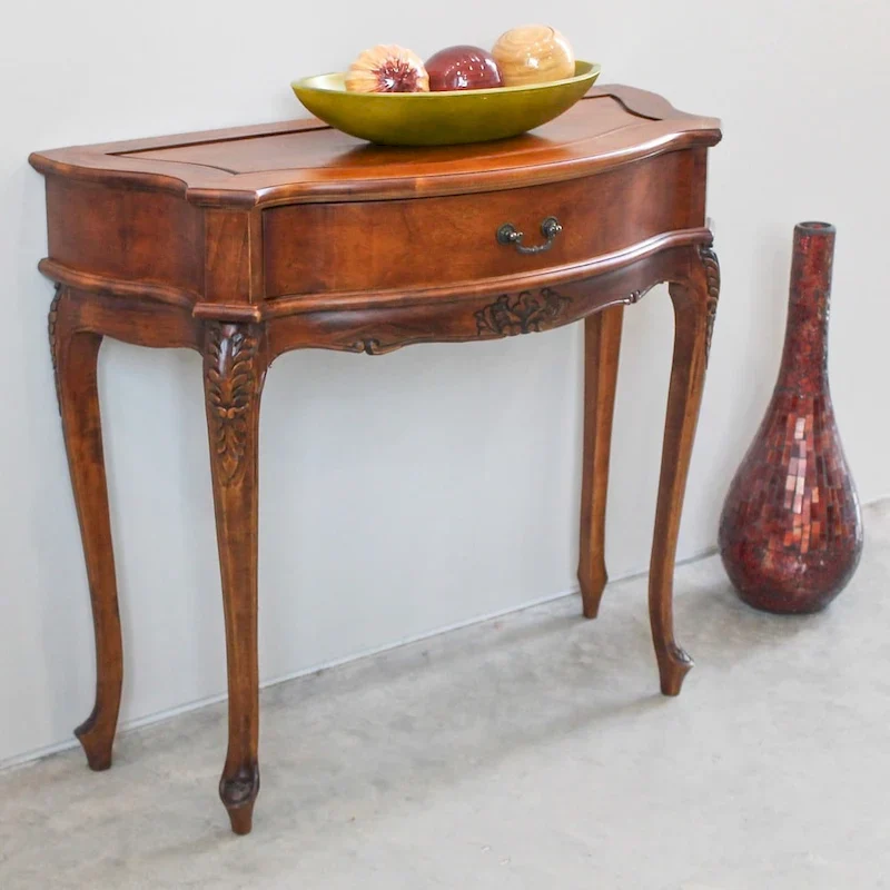 Hand Carved 1-Drawer Hall Table