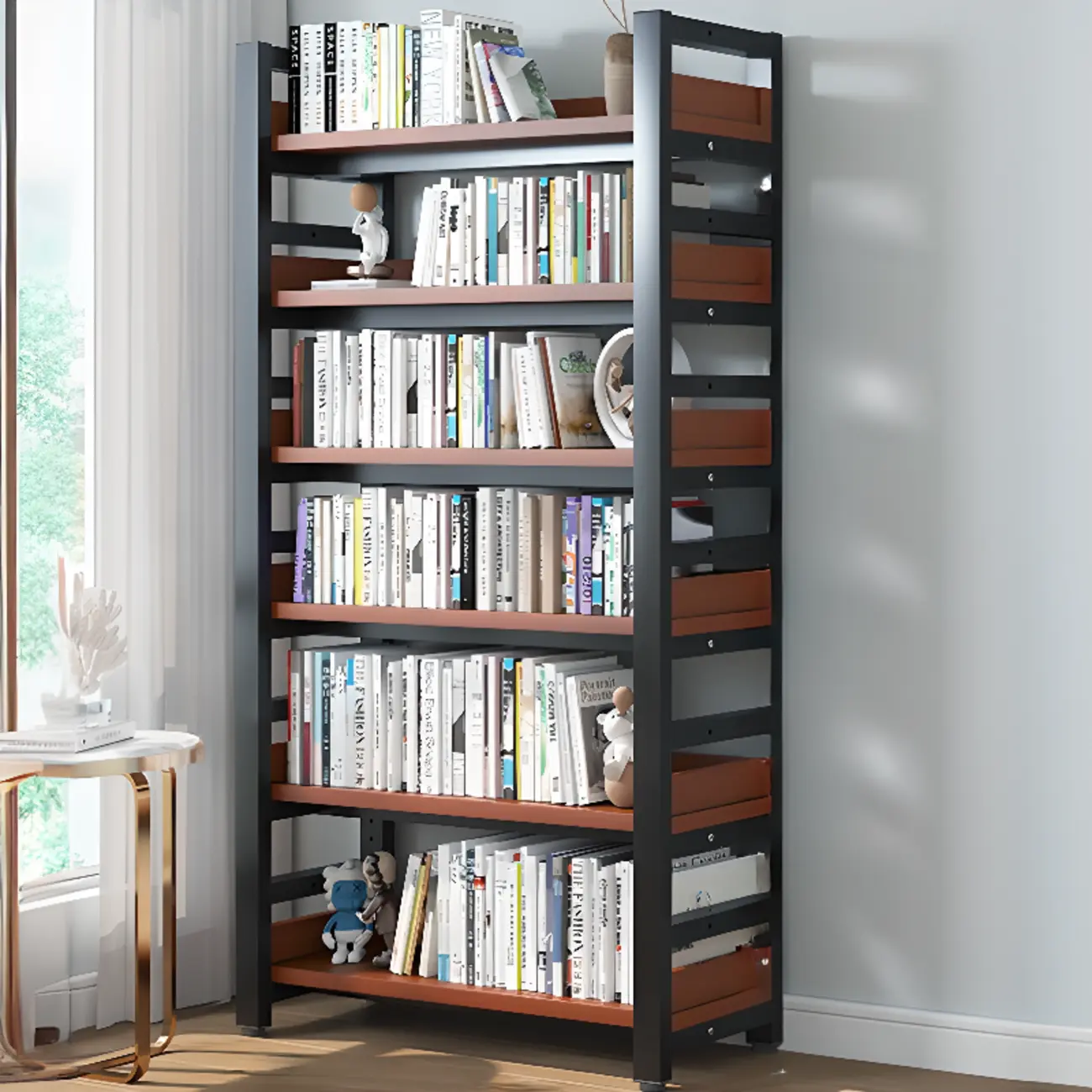 Modish Multi-Layer Open Back Wooden Tall Bookshelves