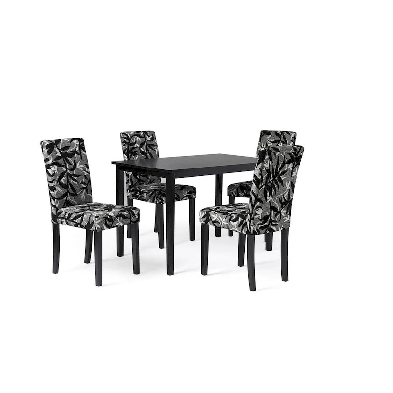 Black and Silver 5-Piece Dining Table and Chairs Set