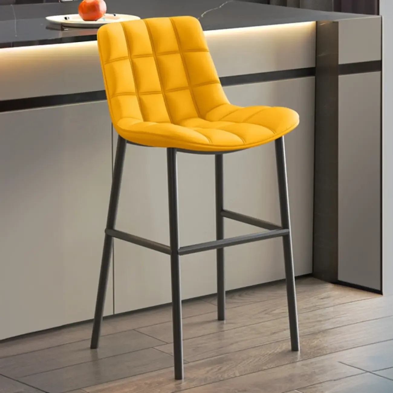 Concave Modern Low Back Leather Counter Bar Stools