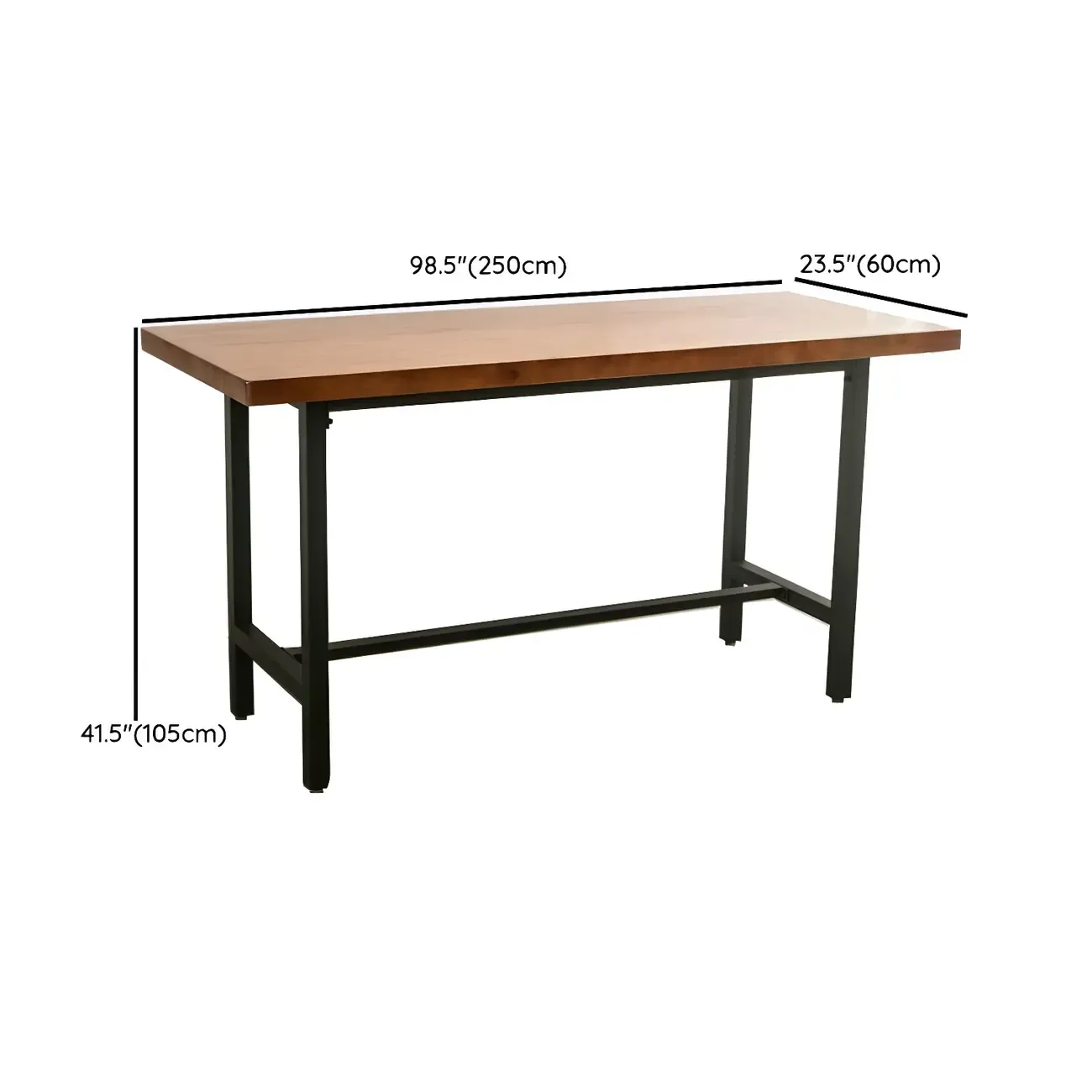 Pine Wood Industrial Trestle Base Bar Table