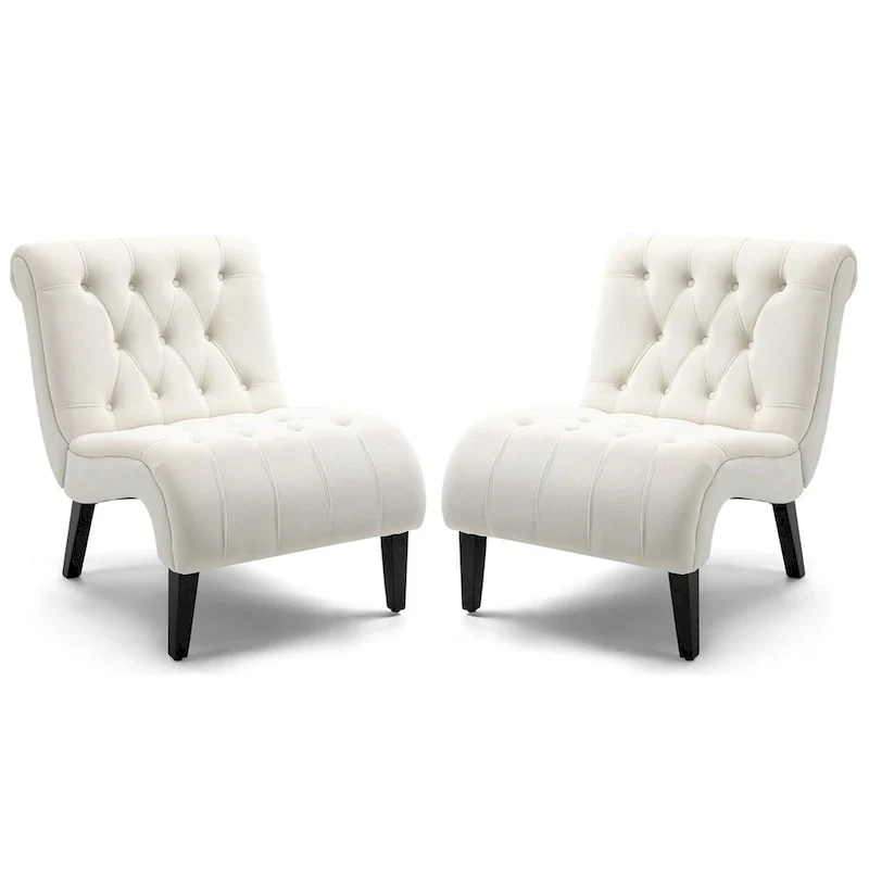 Set of 2 Armless Accent Upholstered Lounge Chair
