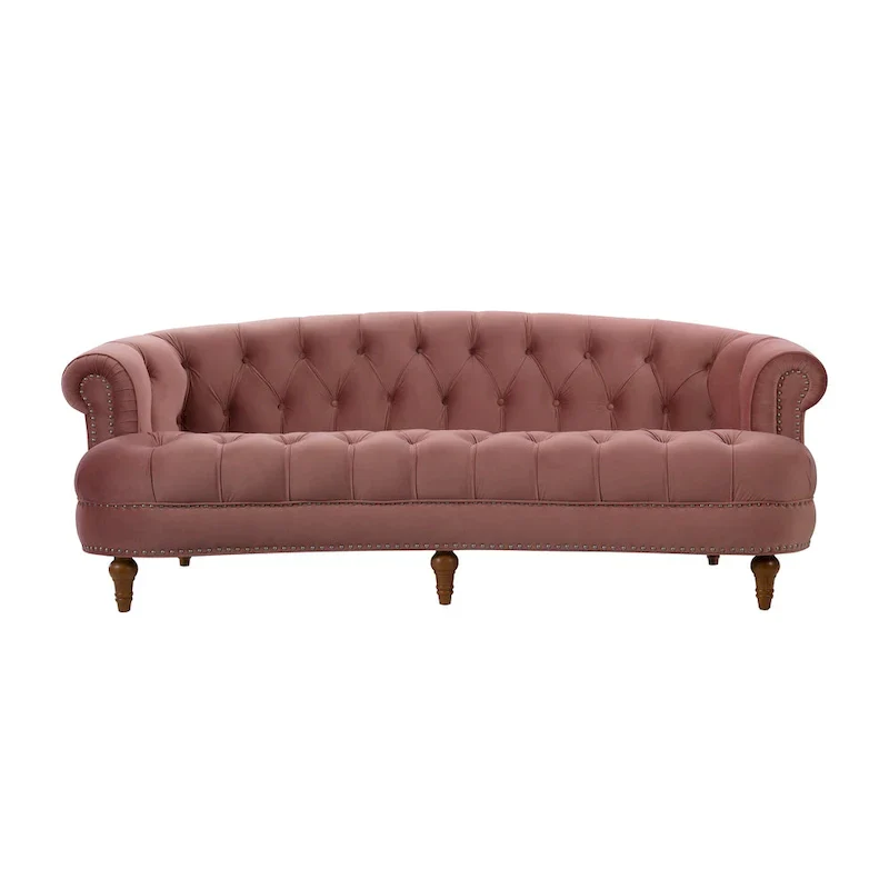 La Rosa 84 Mid-Century Modern Velvet Upholstered Chesterfield Tufted Sofa