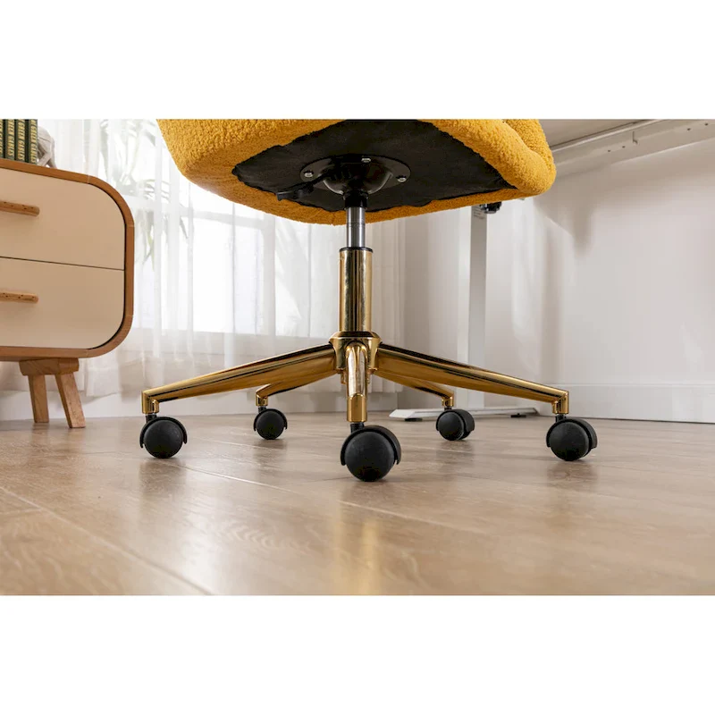 Modern Home Office Chair with Gold Metal Legs and Universal Wheels