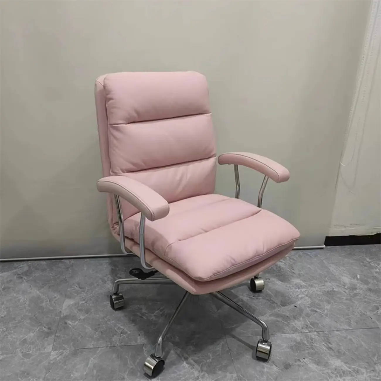 Modern Brown Leather Swivel Office Chair