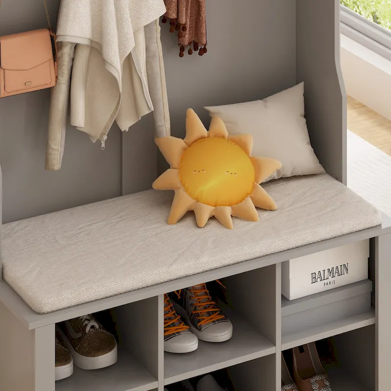 Cubby Wide Hall Tree With Bench Coat Hook 17.3