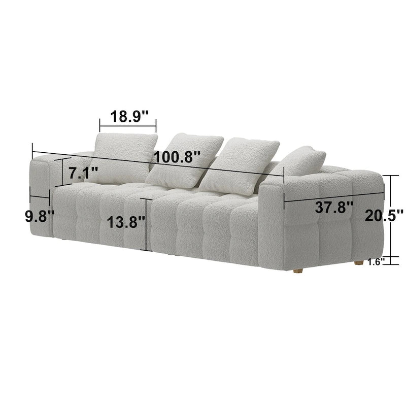 Teddy Velvet Loveseat Sofa with Armrest, 100.8
