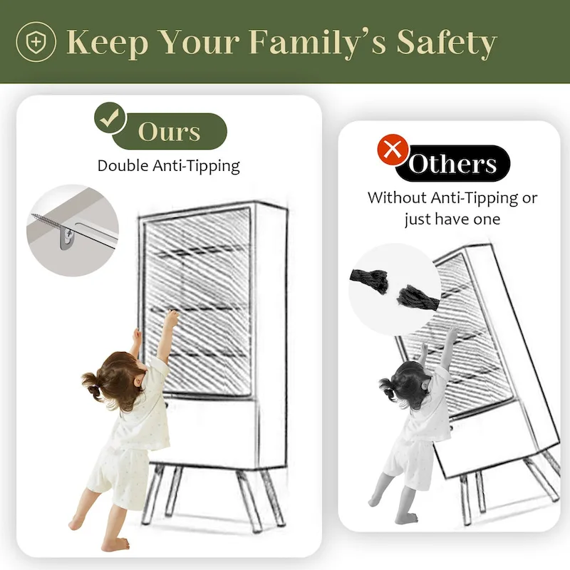 Modern Rattan 4-Drawer Dresser Chest with Metal Handles