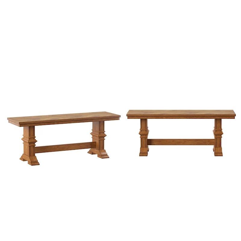 Two-Tone Trestle Leg Wood Dining Bench