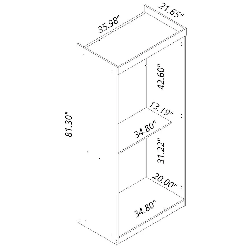 35.9 Open Double Hanging Modern Wardrobe Closet with 2 Hanging Rods
