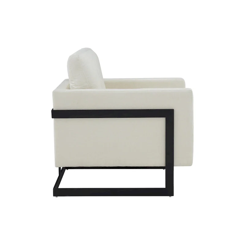 Prince Contemporary Cream & Black Fabric Accent Chair