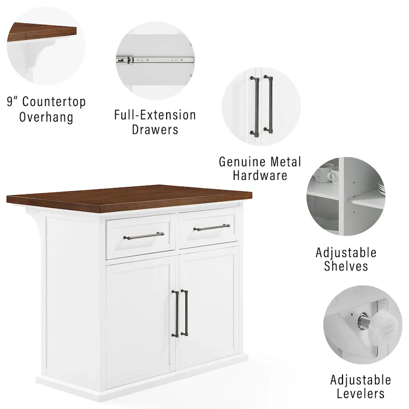 Crosley Bartlett Wood Top Kitchen Island W/X-Back Stools