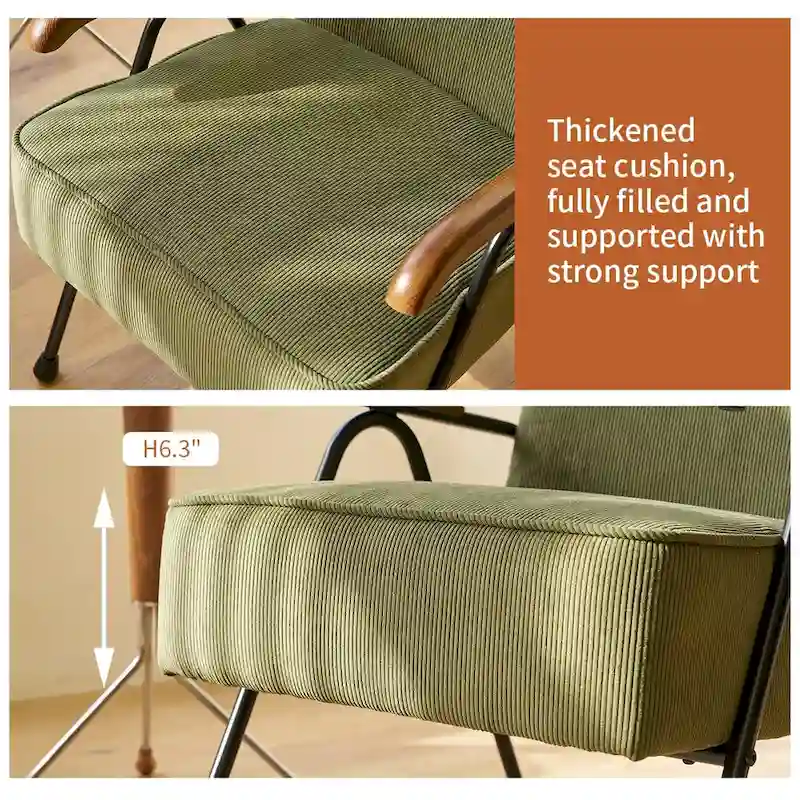 Green Modern 20 High Back Upholstered Accent Chair with Metal Legs