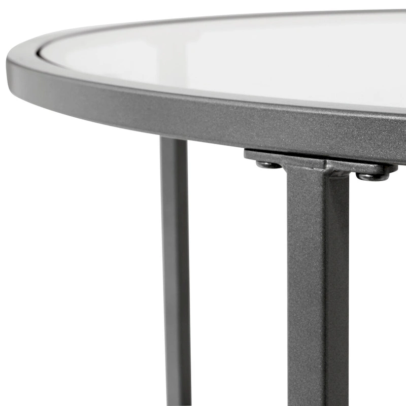 Carbon Loft Heimlich Glass with Metal Frame Round Modern Glass End Table