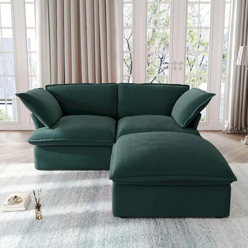 Modular Sectional Sofa Couches, 82.66 Velvet Loveseat Sofa with Ottoman