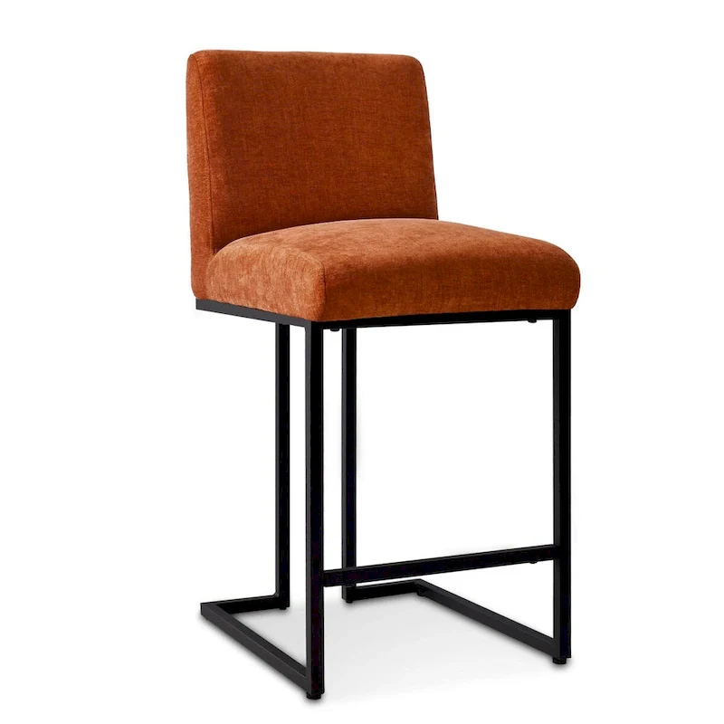 Fabric Counter Stool with Arms - Metal Legs (Set of 2)