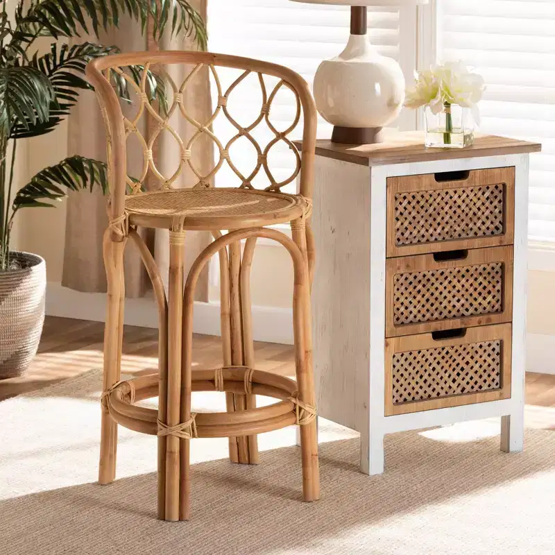 Diana Rattan Counter Height Barstool Natural - bali & pari