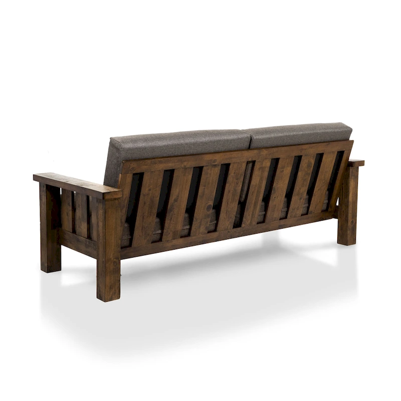 Jimo Rustic Oak and Linen Fabric 2-Piece Sofa Set by Furniture of America