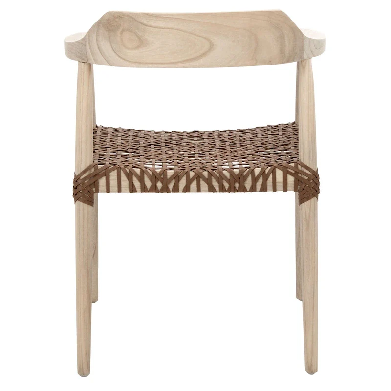 Munro Wanda Woven Leather & Solid Wood Accent Chair (Fully Assembled) - 22 W x 20.5 L x 28.5 H - 22Wx21Dx29H