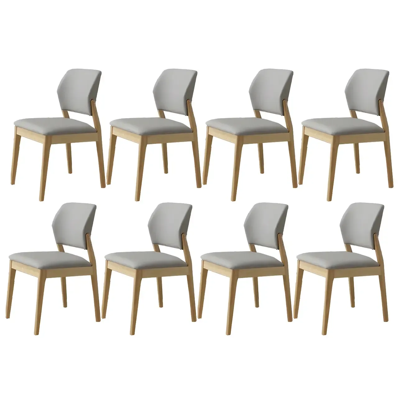 Modern Wood Faux Leather Beige Low Back Dining Chair
