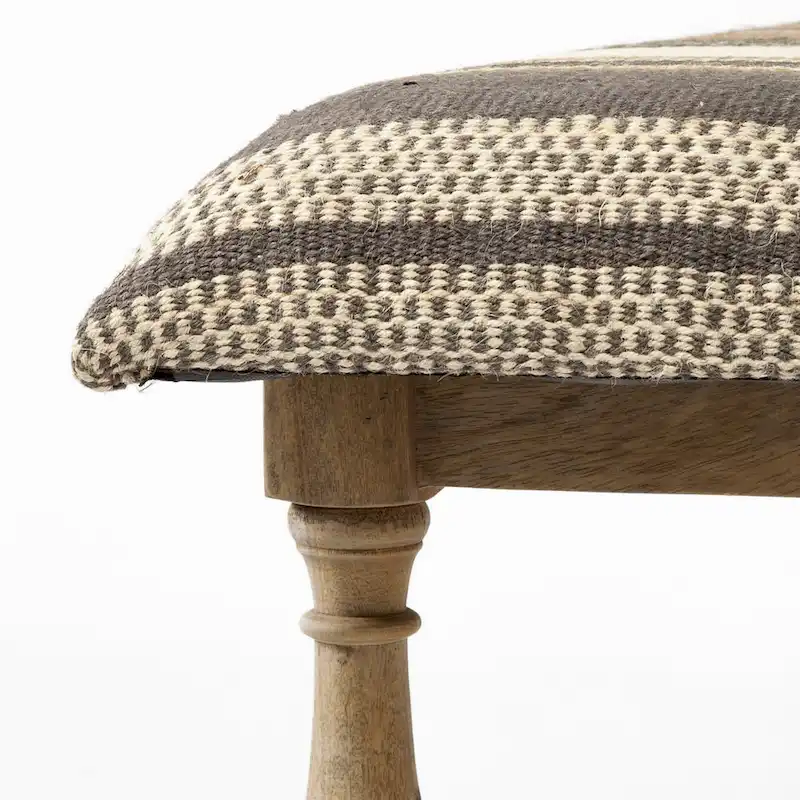 Greenfield I Brown & Beige Patterned Jute w/ Wood Frame Accent Bench - 59W x 14.3D x 19H