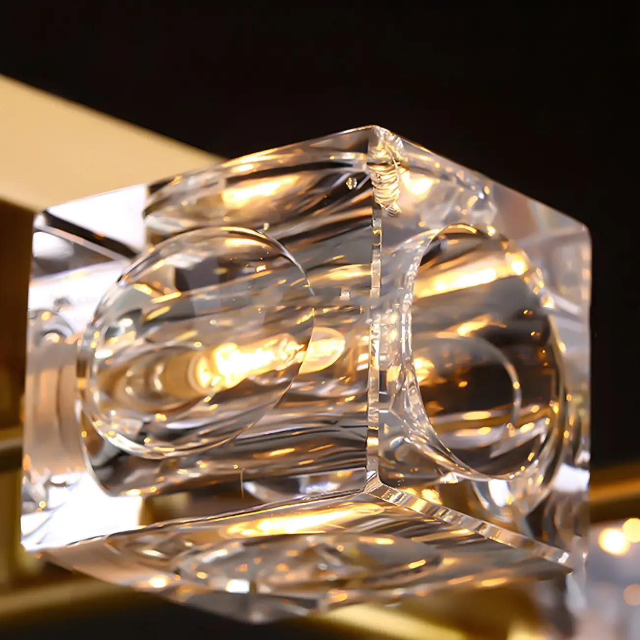 Adjustable Gold/Black Rectangle Crystal Island Chandelier