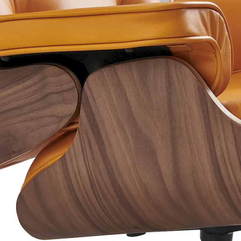 Mid-century Modern Lounger Real Leather Arm Chair and Ottoman Set