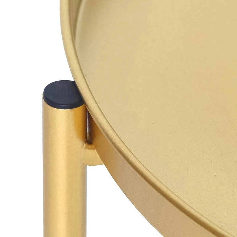Adeco Gold End Table Metal Waterproof Snack Beside Table Accent Coffee Table - 16.9(D)x 16.9(W)x 20.5(H)