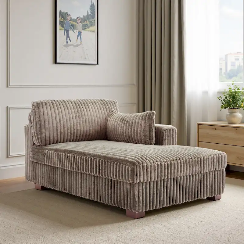 UIXE Modern Plush Corduroy Indoor Chaise Lounge Chair