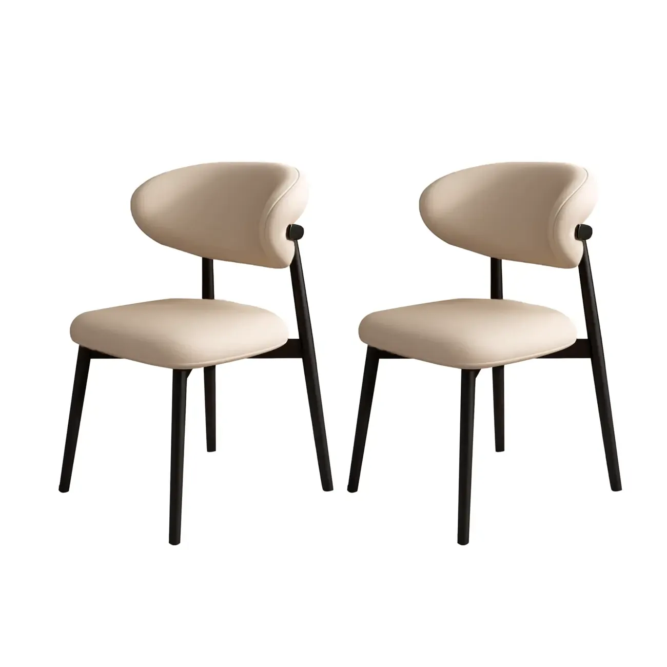 Modern Leather Wood Dining Chair Set of 2