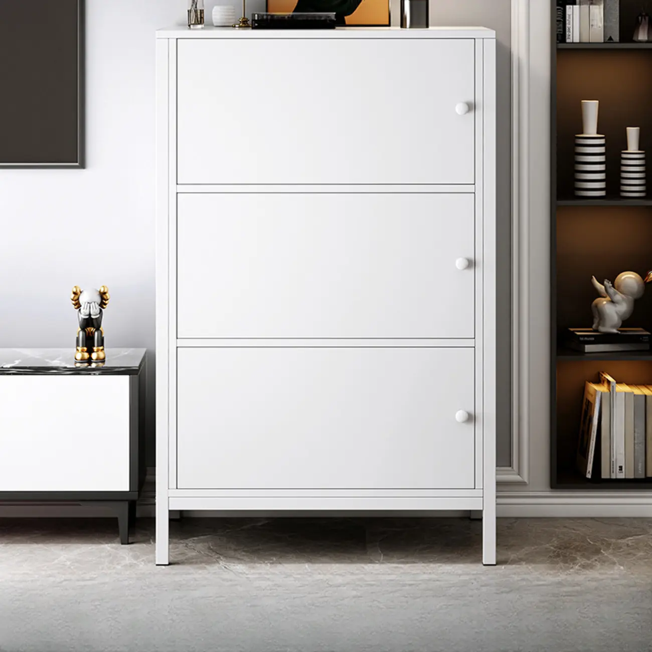 Freestanding Simple Black/White Rectangular Accent Cabinet