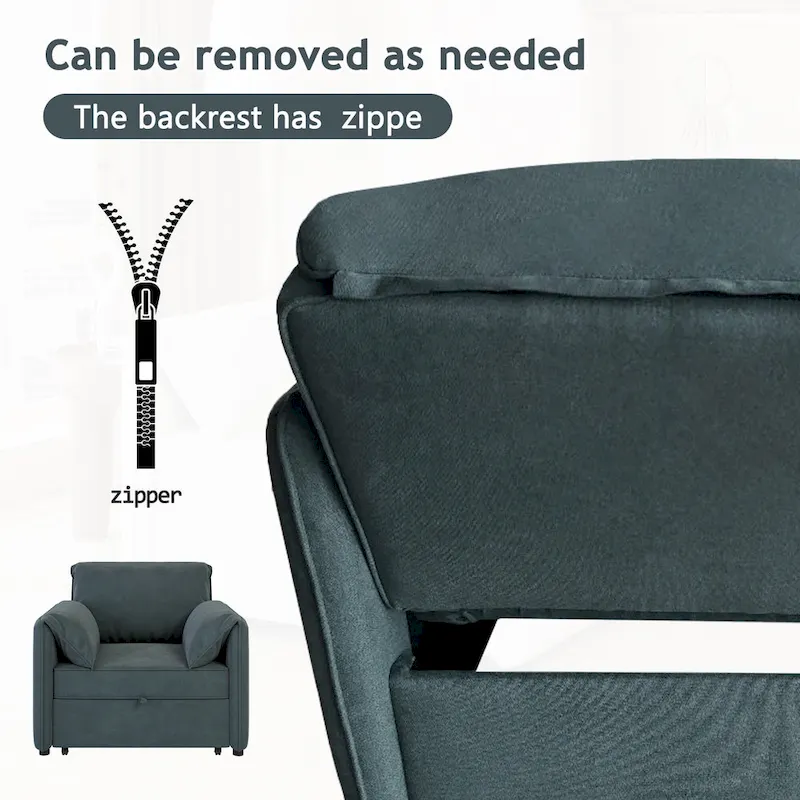 Roomfitters Convertible Sofa Bed, 3 in 1 Sleeper Chair with Adjustable Backrest and Thick Cushions, Linen Frame