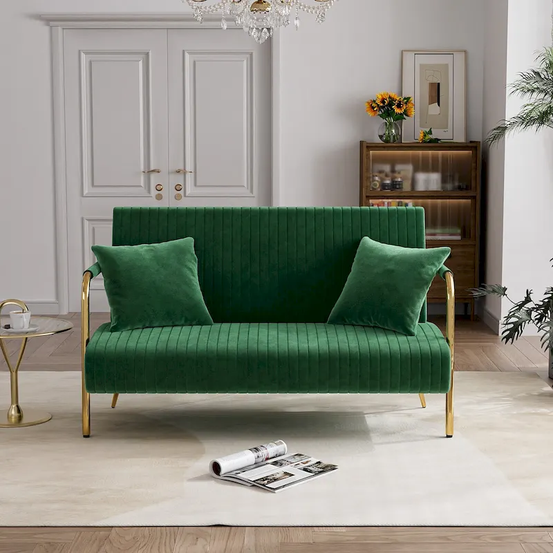 Ouyessir Upholstered Loveseat, Tufted Back Couch, Accent Armchair with 2 Pillows