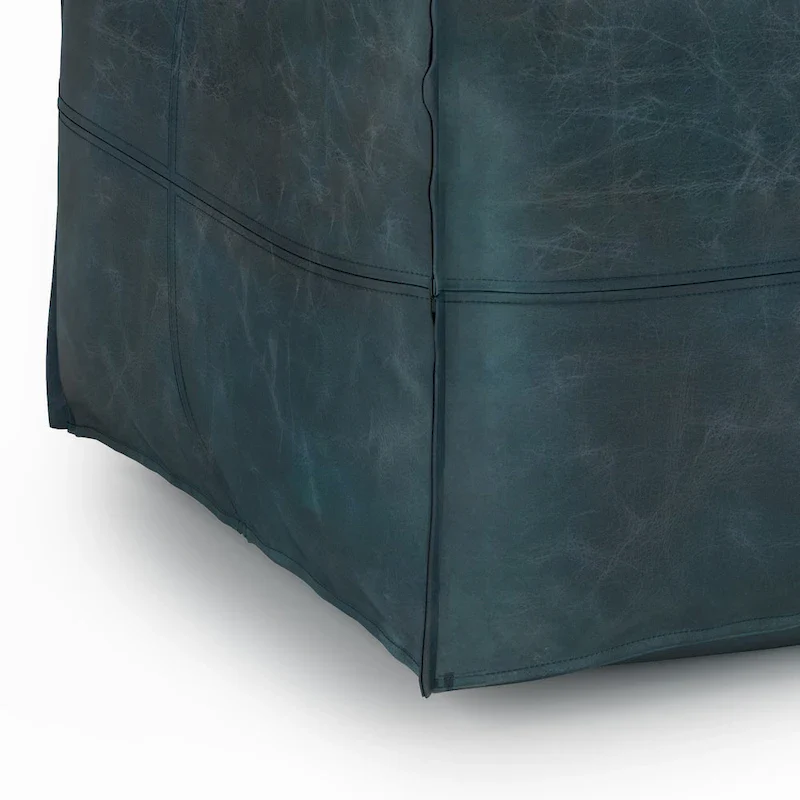 WYNDENHALL Erving Boho Square Pouf in Leather