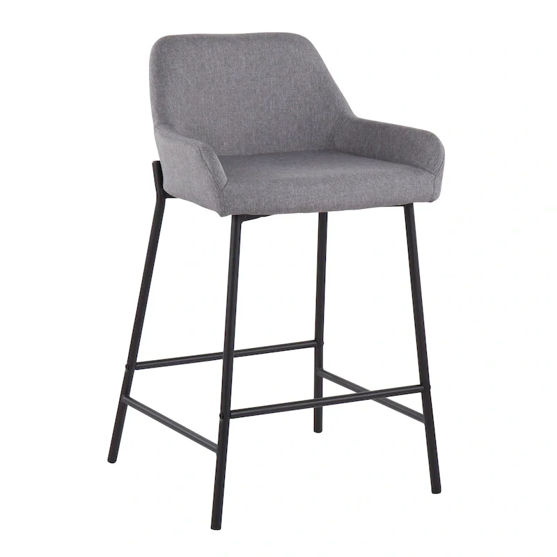 Galotti Black Fixed-Height Upholstered Counter Stool - Set of 2