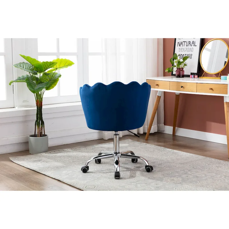 Velvet Upholstered Adjustable Height Swivel Home Office Chair
