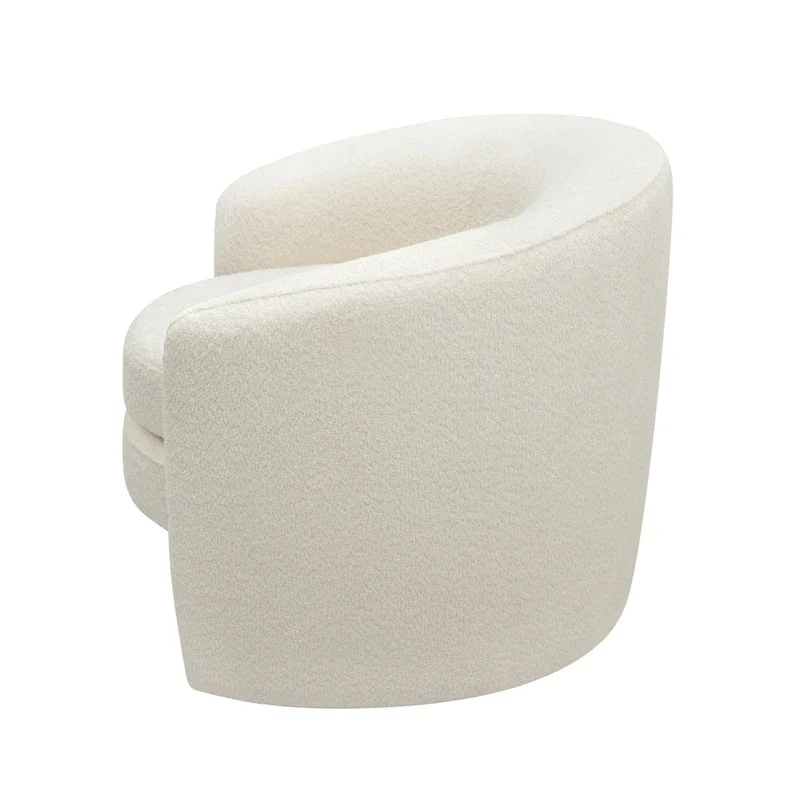 Boucle Upholstered Accent Chair with Curved Back, Plush Seating and No Assembly Required