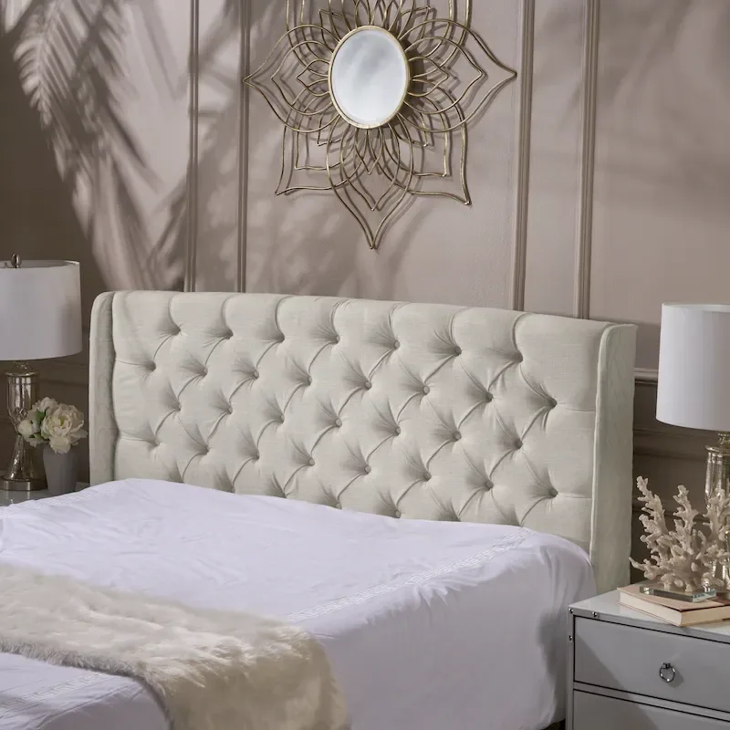 Christopher Knight Home Perryman Queen Wingback Headboard  Luxurious Tufted Design