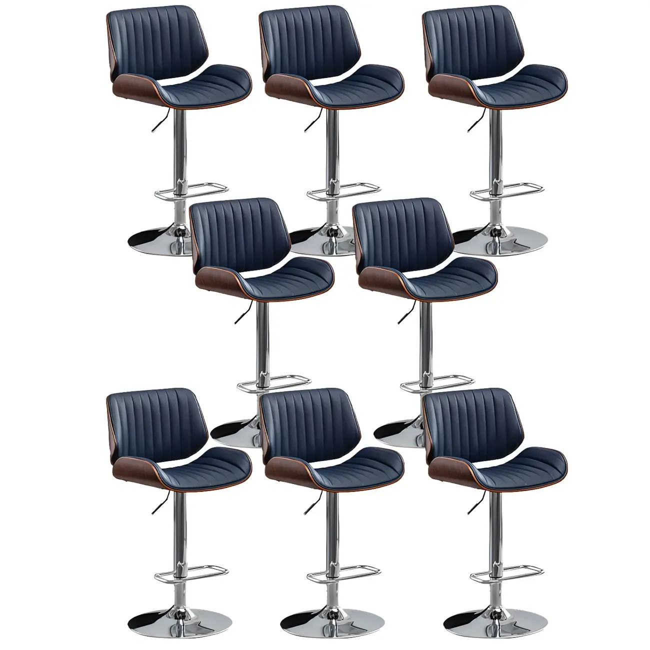 Elegant Wood Leather Red Swivel Adjustable Bar Stool