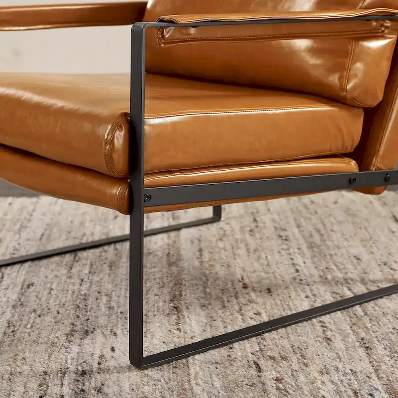 Art Leon Modern Faux Leather Accent Chairs Set of 2