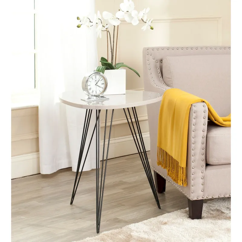 SAFAVIEH Luann White/ Black Lacquer Side Table - 19.6 x 19.6 x 23.6 - 20Wx20Dx24H
