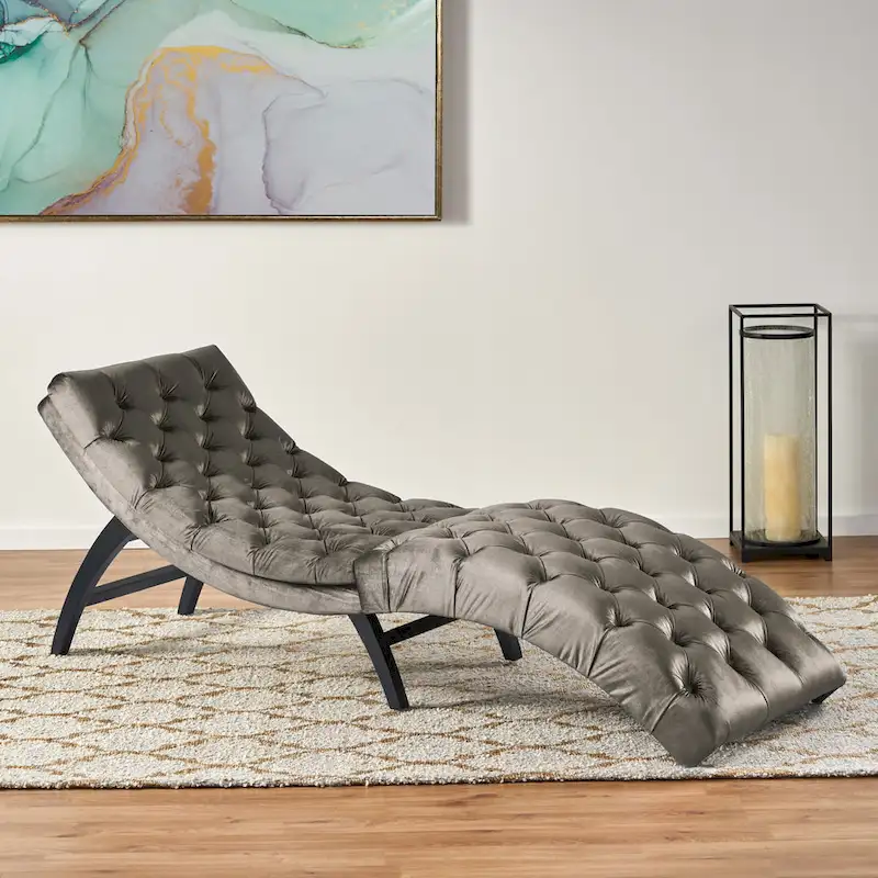 Garret Tufted Velvet Chaise Lounge by Christopher Knight Home