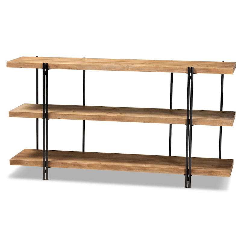 Tarah Brown Finished Wood and Black Finished Metal Console Table